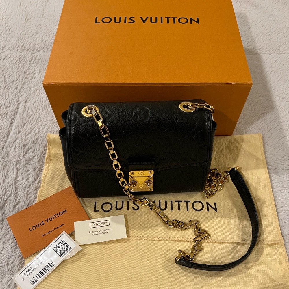 Authentic Louis Vuitton Empreinte St. Germaine BB Noir black leather bag